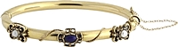 Estate 14k Yellow Gold Pearl & Lapis Bracelet