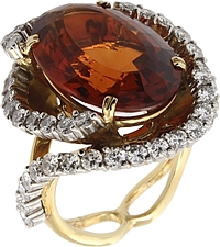 Estate 18k Yellow Gold Diamond & Citrine Ring