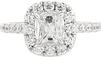 Henri Daussi .78ct H/I1 Cushion Cut Diamond Engagement Ring