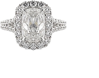 Henri Daussi GIA 1.38ct F/SI2 Cushion Cut Diamond Engagement Ring