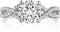 Henri Daussi Pave Twist Shank Diamond Engagement Ring