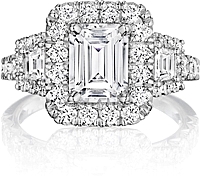 Henri Daussi Three Stone Diamond Engagement Ring