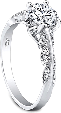 Jeff Cooper Leaf Motif Diamond Engagement Ring