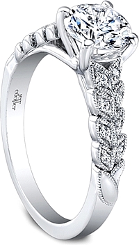Jeff Cooper Leaf Motif Diamond Engagement Ring