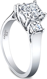 Jeff Cooper Three Stone Princess Cut Lattice Engagement Ring