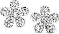 KC Designs 14k White Gold Diamond Flower Earrings