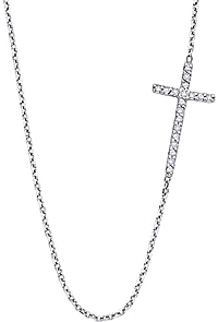 KC Designs 14k White Gold Diamond Sideways Cross Necklace