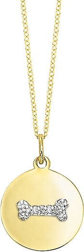 KC Designs 14k Yellow Gold Diamond Disc Necklace w/ Dog Bone