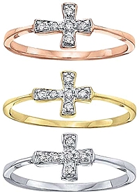KC Designs Diamond Sideways Cross Ring