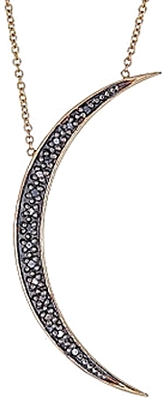 Maya J 14k Gold & Black Diamond Crescent Moon Necklace- 1.5