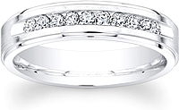 Men's Satin Finish Diamond Wedding Band-5mm