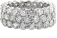 Platinum 3 Row Diamond Band- 6.82ctw