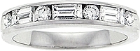 Platinum 3/4 ct. Channel-Set Round & Baguette Diamond Band