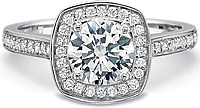 Precision Set Cushion Halo Diamond Engagement Ring