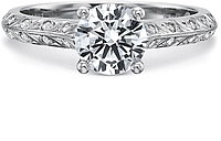 Precision Set Leaf Pattern Diamond Engagement Ring