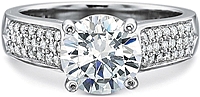 Precision Set Three Row Pave Diamond Engagement Ring