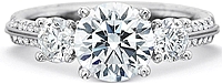 Precision Set Three Stone Diamond Engagement Ring