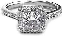Rolled Princess Halo Diamond Engagement Ring