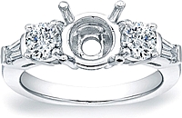 Round & Baguette Diamond Engagement Ring- .95ct tw (For a larger center diamond)