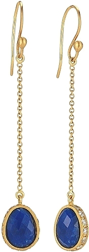 Sara Weinstock 18k Yellow Gold Diamond & Lapis Drop Earrings