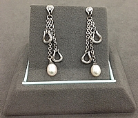 Scott Kay Sterling Silver Triple Drop Pearl Earrings