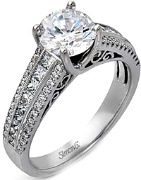 Simon G 3-Row Diamond Engagement Ring