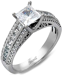 Simon G 3-Row Diamond Engagement Ring