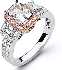 Simon G 3-Stone Pave-Set Engagement Ring