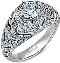 Simon G Art-Deco Pave Diamond Engagement Ring