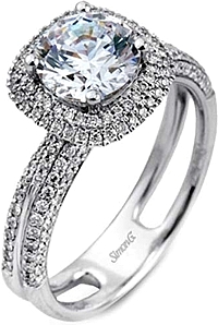 Simon G Double Halo Diamond Engagement Ring