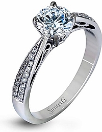 Simon G Double Row Diamond Engagement Ring