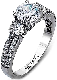 Simon G Oval & Round Pave Diamond Engagement Ring
