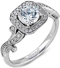 Simon G Pave Floral Diamond Engagement Ring