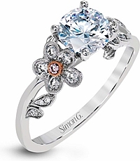 Simon G Pave Flower Diamond Engagement Ring