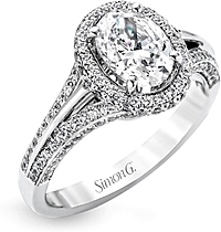 Simon G Pave Halo Diamond Engagement Ring