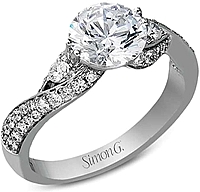 Simon G Pave Twist Diamond Engagement Ring 