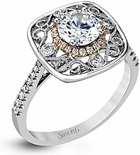 Simon G Pink Diamond Halo Engagement Ring