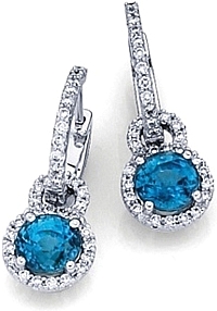 Simon G Round Aquamarine Earrings with Pave Diamonds