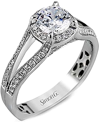 Simon G Split Shank Diamond Engagement Ring