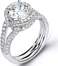 Simon G Split Shank Pave Diamond Engagement Ring