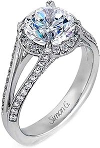 Simon G Split Shank Pave Engagement Ring