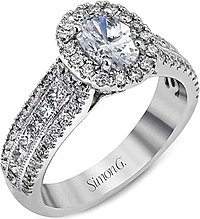 Simon G Triple Row Diamond Engagement Ring