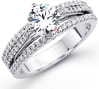 Simon G Triple Row Pave Diamond Engagement Ring