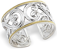 Sterling Silver & 18k Yellow Gold Wide Cuff