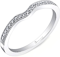 Sylvie Contoured Pave Diamond Wedding Band