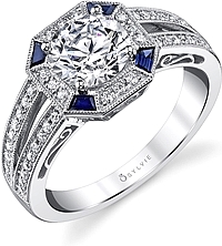 Sylvie Vintage Diamond & Sapphire Engagement Ring