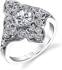 Sylvie Vintage Floral Diamond Engagement Ring