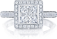 Tacori Bezel Set Pave Halo Diamond Engagement Ring