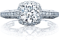 Tacori Channel & Pave Diamond Engagement Ring w/ Cushion Bloom