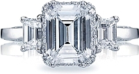 Tacori Engagement Ring with Emerald Cut and Pave-Set Diamonds